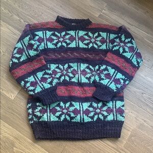 Nuevo Americana | Vintage 100% Wool Colourful Knit Grandpa Sweater Size L